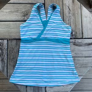 Lululemon Blue and White Striped Running Tank